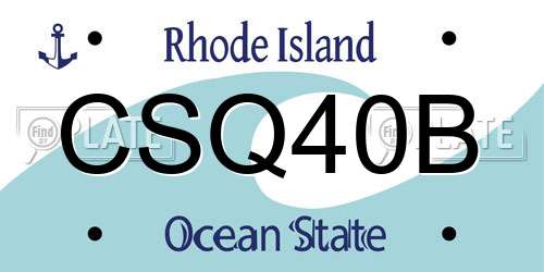 CSQ40B Rhode Island License Plate