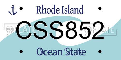 CSS852 Rhode Island License Plate