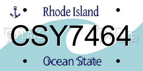 CSY7464 Rhode Island License Plate