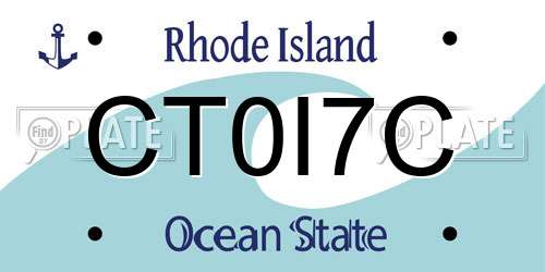CT0I7C Rhode Island License Plate