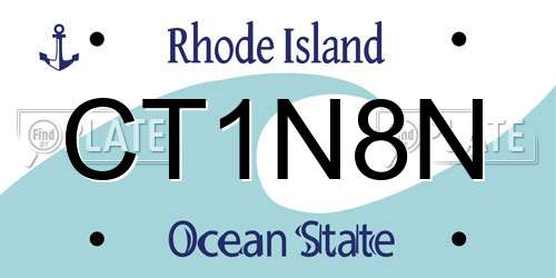 CT1N8N Rhode Island License Plate
