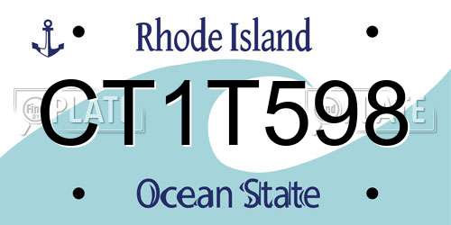 CT1T598 Rhode Island License Plate