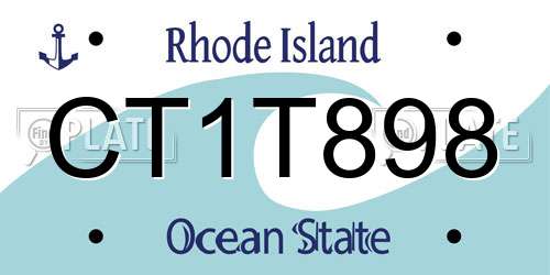 CT1T898 Rhode Island License Plate