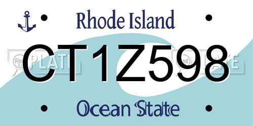CT1Z598 Rhode Island License Plate
