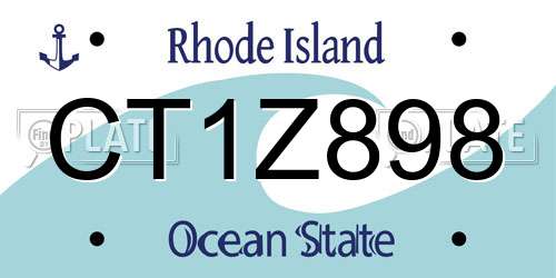 CT1Z898 Rhode Island License Plate