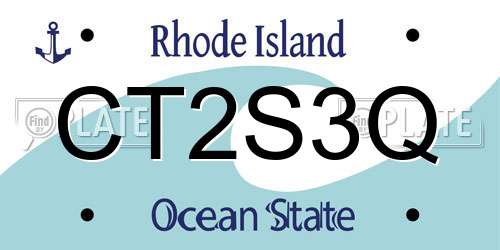 CT2S3Q Rhode Island License Plate