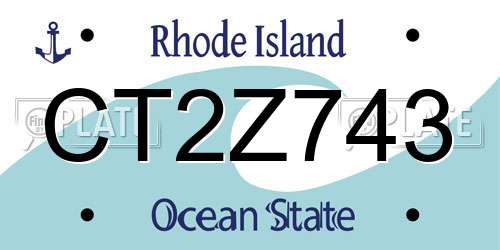 CT2Z743 Rhode Island License Plate