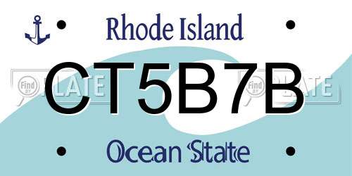 CT5B7B Rhode Island License Plate