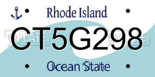 CT5G298 Rhode Island License Plate