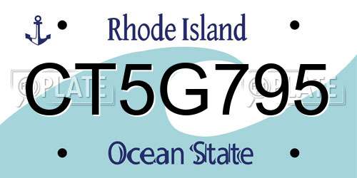 CT5G795 Rhode Island License Plate