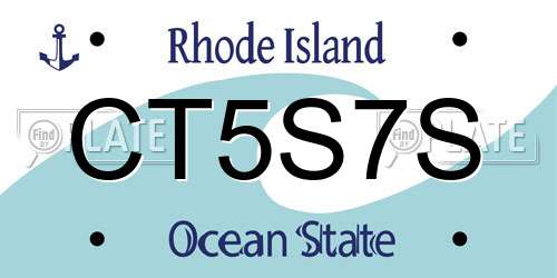 CT5S7S Rhode Island License Plate