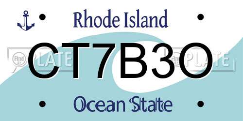 CT7B3O Rhode Island License Plate