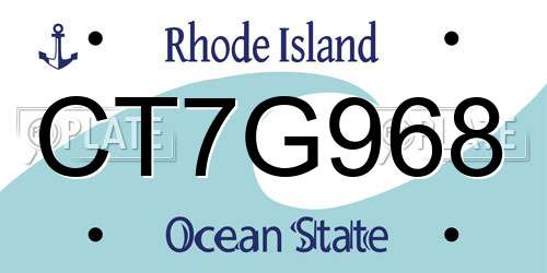 CT7G968 Rhode Island License Plate