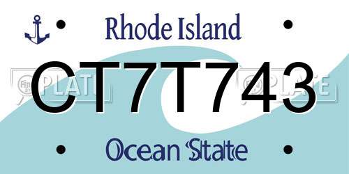 CT7T743 Rhode Island License Plate