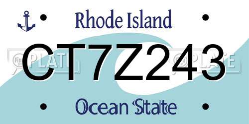 CT7Z243 Rhode Island License Plate