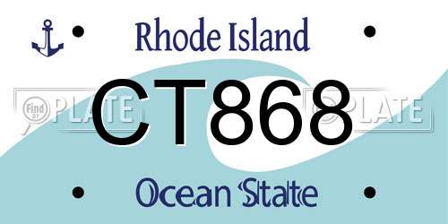CT868 Rhode Island License Plate