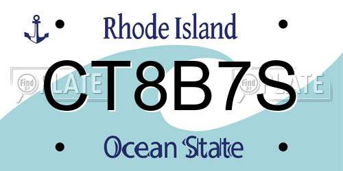 CT8B7S Rhode Island License Plate