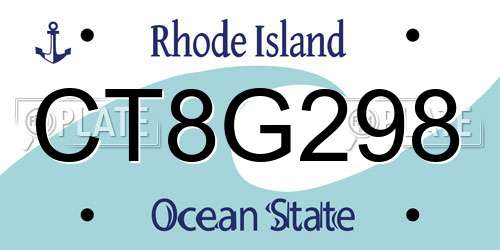 CT8G298 Rhode Island License Plate