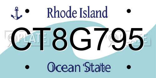 CT8G795 Rhode Island License Plate