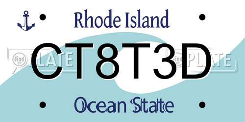 CT8T3D Rhode Island License Plate