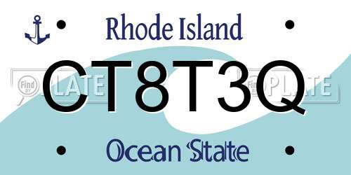 CT8T3Q Rhode Island License Plate
