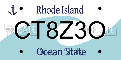 CT8Z3O Rhode Island License Plate
