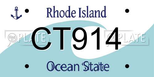 CT914 Rhode Island License Plate