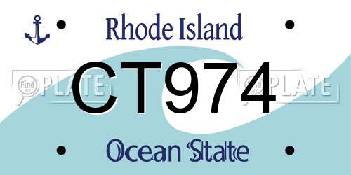 CT974 Rhode Island License Plate