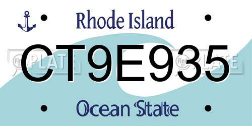 CT9E935 Rhode Island License Plate
