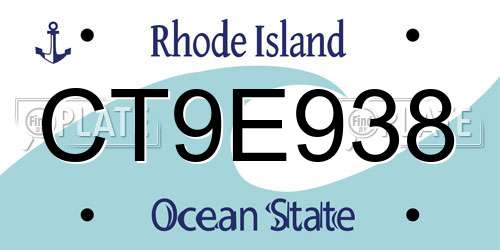 CT9E938 Rhode Island License Plate