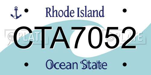 CTA7052 Rhode Island License Plate