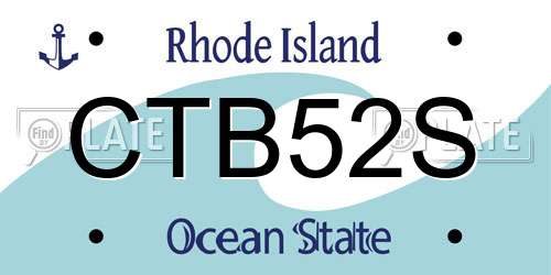 CTB52S Rhode Island License Plate
