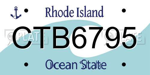CTB6795 Rhode Island License Plate