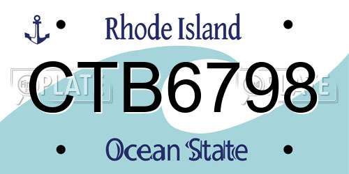 CTB6798 Rhode Island License Plate