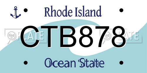 CTB878 Rhode Island License Plate