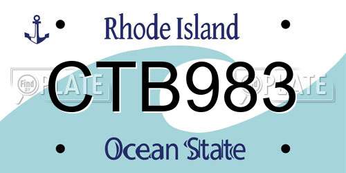 CTB983 Rhode Island License Plate