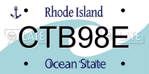 CTB98E Rhode Island License Plate