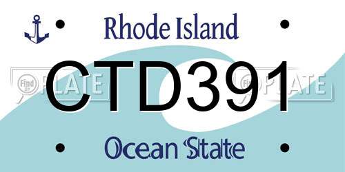 CTD391 Rhode Island License Plate