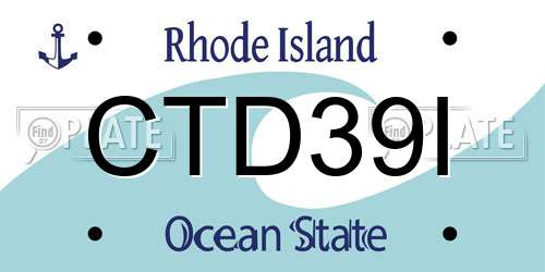 CTD39I Rhode Island License Plate