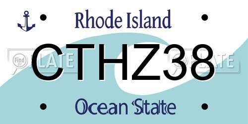 CTHZ38 Rhode Island License Plate