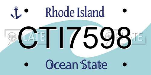 CTI7598 Rhode Island License Plate