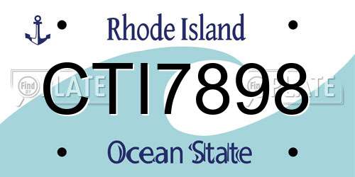 CTI7898 Rhode Island License Plate