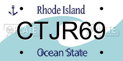 CTJR69 Rhode Island License Plate