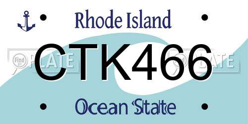 CTK466 Rhode Island License Plate