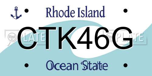 CTK46G Rhode Island License Plate