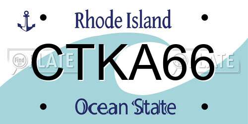 CTKA66 Rhode Island License Plate
