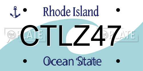 CTLZ47 Rhode Island License Plate