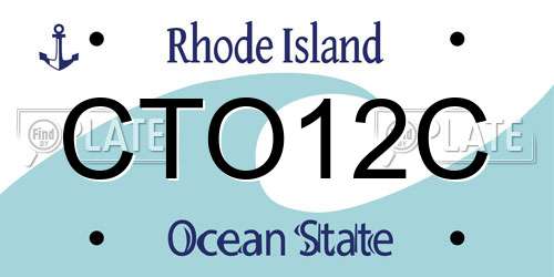 CTO12C Rhode Island License Plate