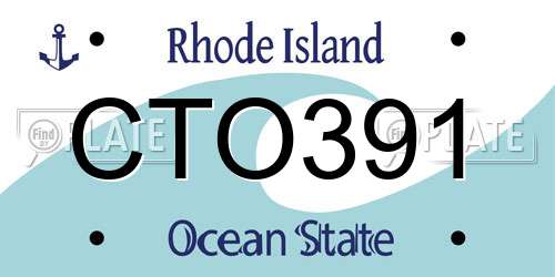 CTO391 Rhode Island License Plate