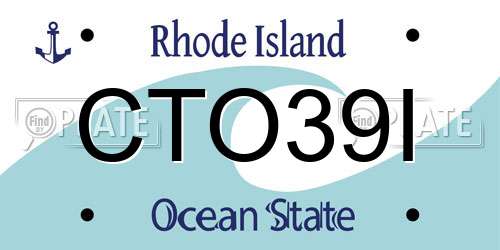 CTO39I Rhode Island License Plate